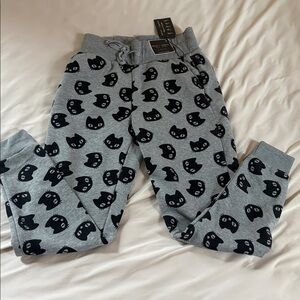 Gray Cat Print Joggers